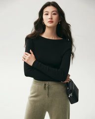 100% Merino Wool Boat Neck Top