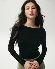 100% Merino Wool Boat Neck Top
