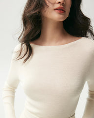 100% Merino Wool Boat Neck Top