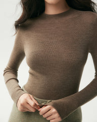 100% Merino Wool Mock Neck Top