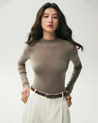 100% Merino Wool Mock Neck Top