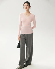 100% Merino Wool V-Neck Top