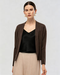 Washable Silk Jersey Draped Cardigan