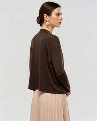 Washable Silk Jersey Draped Cardigan