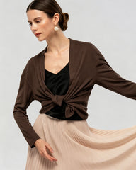 Washable Silk Jersey Draped Cardigan