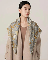 Botanic Print Large Silk Scarf