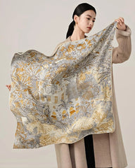 Botanic Print Large Silk Scarf