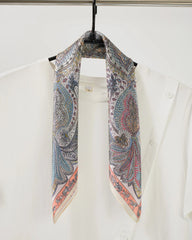 Soft Multicolor Paisley Feather Silk Scarf