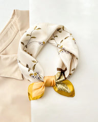 Delicate Floral Pure Silk Square Scarf