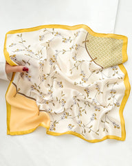 Delicate Floral Pure Silk Square Scarf