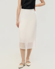 Silk Chiffon Straight Skirt with Back Slit