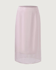 Silk Chiffon Straight Skirt with Back Slit