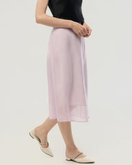 Silk Chiffon Straight Skirt with Back Slit
