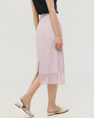Silk Chiffon Straight Skirt with Back Slit