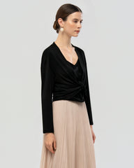 Washable Silk Jersey Draped Cardigan