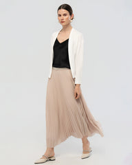 Washable Silk Jersey Draped Cardigan