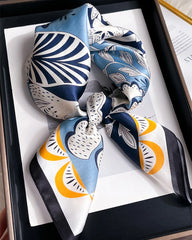 Floral and Bird Geometric Silk Scarf