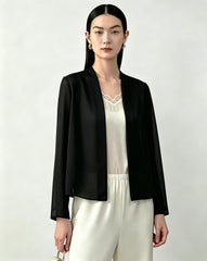 19 Momme Silk Open Front Long Sleeve Cardigan