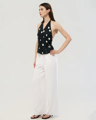 19 Momme Silk Halter Wrap Top with Open Back