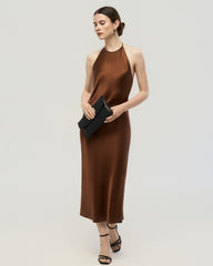 22 Momme Open Back Silk Halter Dress