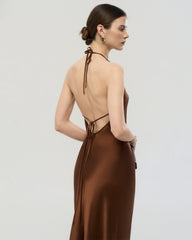 22 Momme Open Back Silk Halter Dress