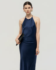 22 Momme Open Back Silk Halter Dress