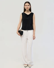 22 Momme Silk Cowl Neck Sleeveless Top