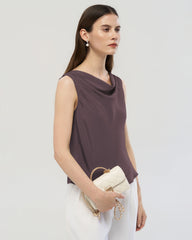 22 Momme Silk Cowl Neck Sleeveless Top