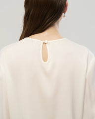 22 Momme Silk Crew Neck Drop Shoulder Pullover Blouse