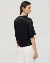 22 Momme Oversized Silk Crew Neck Half Sleeve Shirt