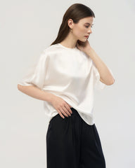 22 Momme Oversized Silk Crew Neck Half Sleeve Shirt