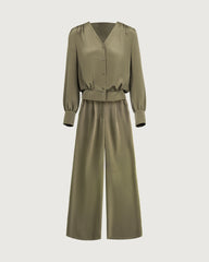 22 Momme Silk Shirt and Straight Pants Set