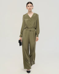 22 Momme Silk Shirt and Straight Pants Set