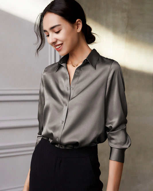 22 Momme Silk Long Sleeve Shirt for Women
