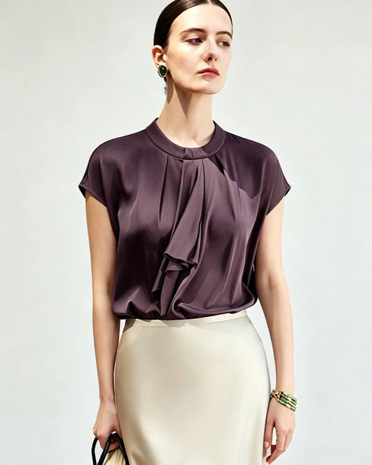 22 Momme Silk Draped Blouse