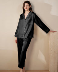 22 Momme Mulberry Silk Pajama Set with Lace Trim - DAISYSILK UK