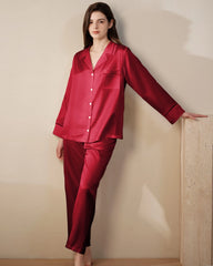 22 Momme Mulberry Silk Pajama Set with Lace Trim - DAISYSILK UK