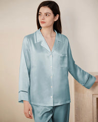 22 Momme Mulberry Silk Pajama Set with Lace Trim - DAISYSILK UK