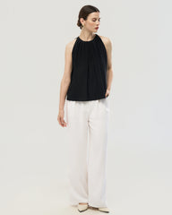 22 Momme Silk Pleated Neck Sleeveless Tank Top