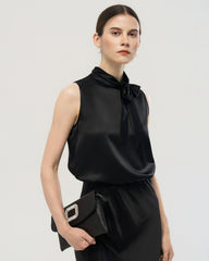 22 Momme Silk Mock Neck Sleeveless Tank Top