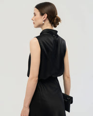 22 Momme Silk Mock Neck Sleeveless Tank Top