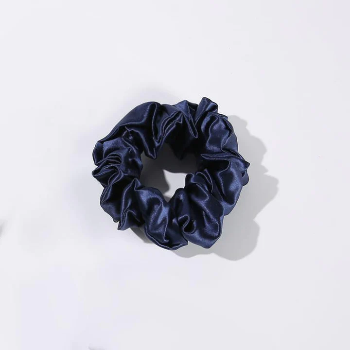 3.5 CM Midi Silk Scrunchies, Navy