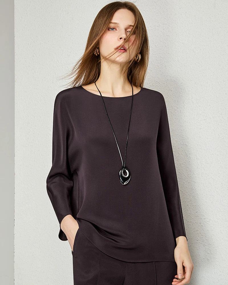 30mm Loose Long Sleeve Pullover Silk Blouse - DAISYSILK UK