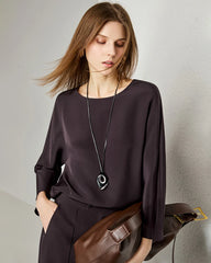 30mm Loose Long Sleeve Pullover Silk Blouse