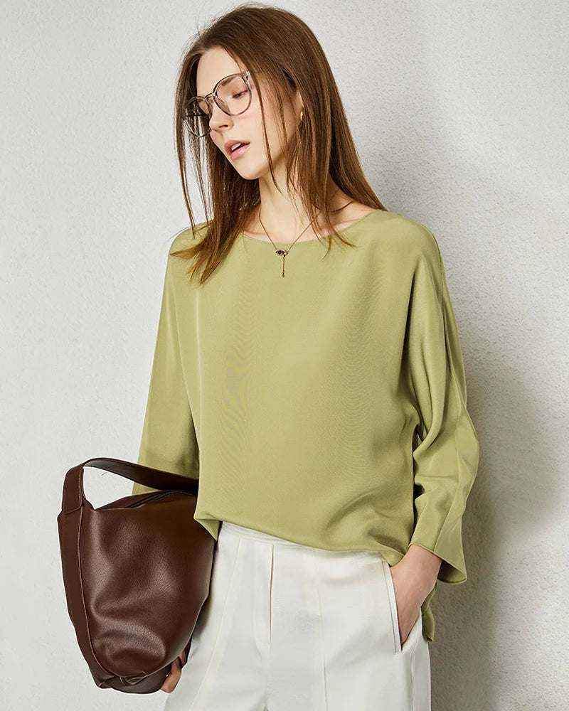 30mm Loose Long Sleeve Pullover Silk Blouse - DAISYSILK UK