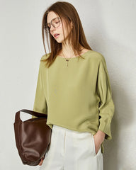 30mm Loose Long Sleeve Pullover Silk Blouse - DAISYSILK UK