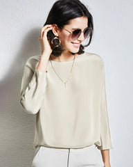30mm Loose Long Sleeve Pullover Silk Blouse - DAISYSILK UK