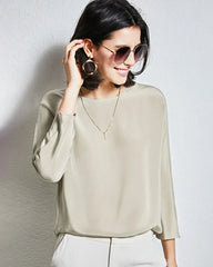 30mm Loose Long Sleeve Pullover Silk Blouse