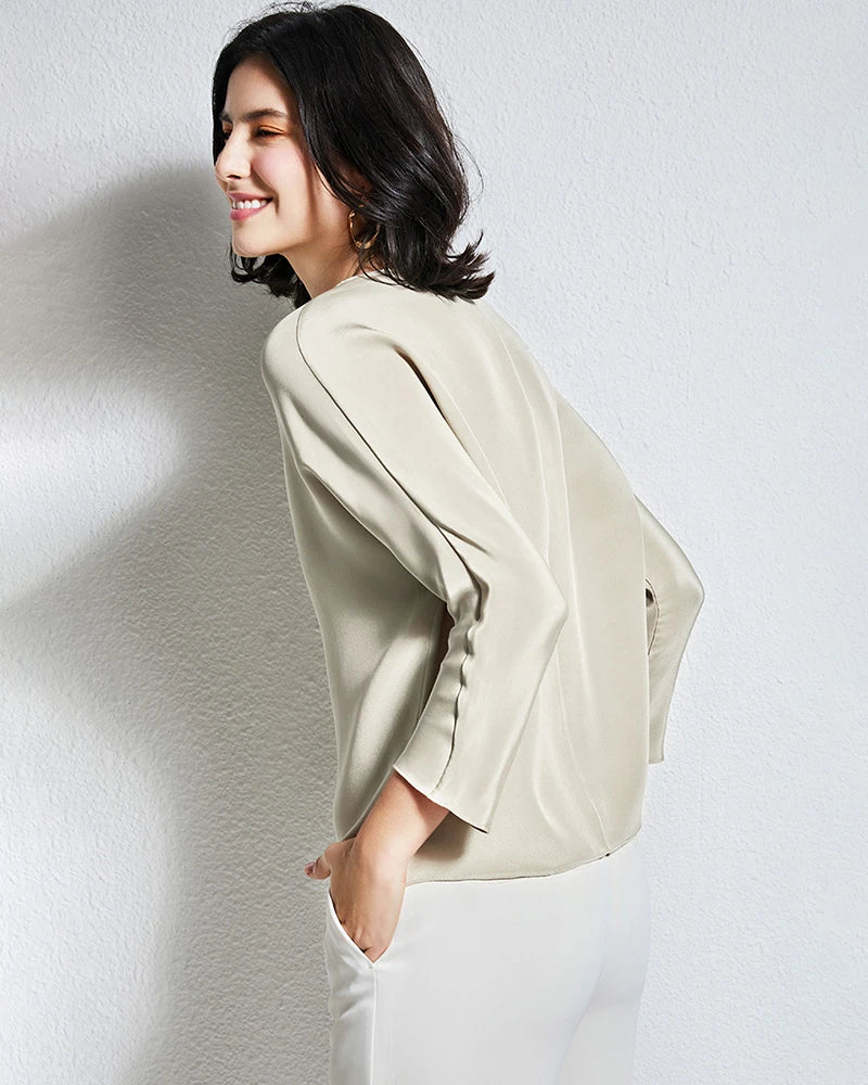 30mm Loose Long Sleeve Pullover Silk Blouse - DAISYSILK UK