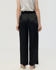 30 Momme Silk Pleated Straight Leg Trousers